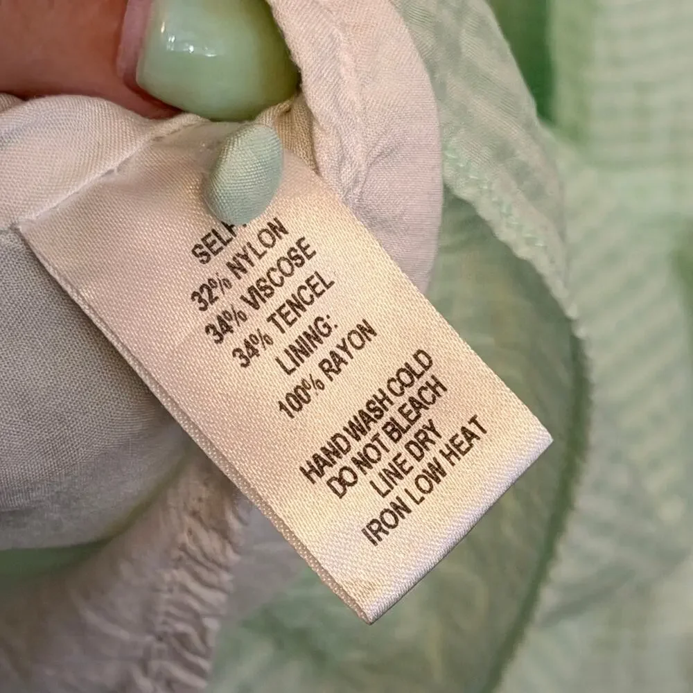 Lulus Tiered Mini Dress Medium Light Green Sheer Boho Cottagecore Cutesy Summer